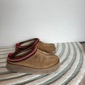 UGG Tasman Beige and Red Slippers